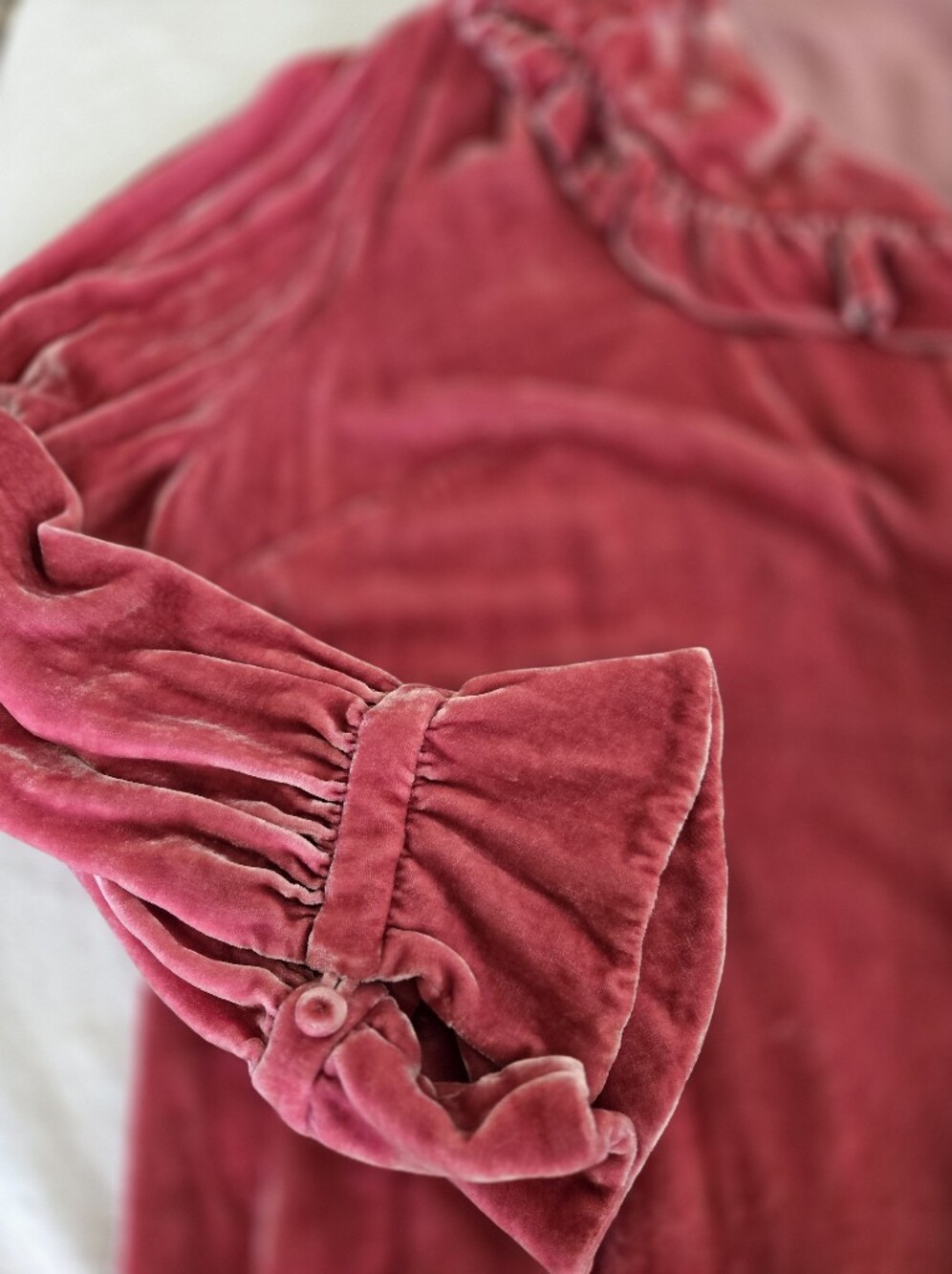 Dana Buchman Dusty Raspberry Velvet Ruffle-Trim Blouse - Picture 8 of 13